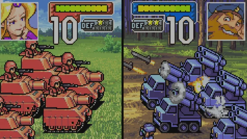 Turn-based military strategy map on Game Boy Advance screen in Advance Wars gameplay
