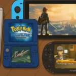 Illustration of classic and modern handheld gaming consoles representing the best handheld games of all time