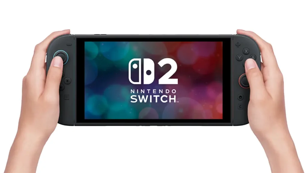 nintendo switch 2 being held in handheld mode during gameplay