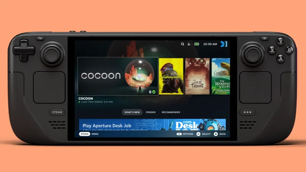 steam deck front view showing screen and controls