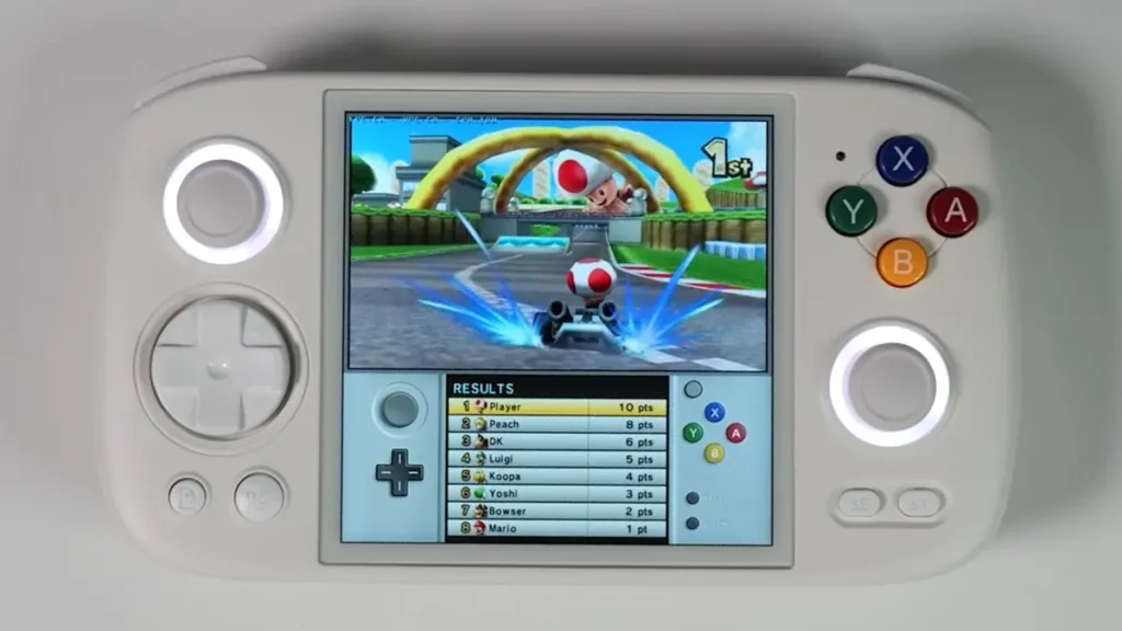 Anbernic RG Cube retro gaming setup in use