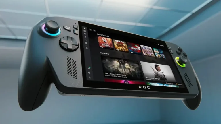 ASUS ROG Xbox Ally X handheld gaming console displaying the device's ergonomic design and control layout