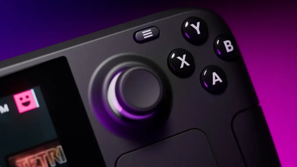 Steam Deck right analog stick control detail for precise gaming movement