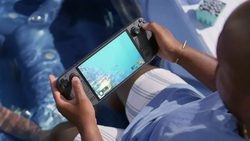 Premium handheld device with 7.4-inch OLED display and HDR suppor