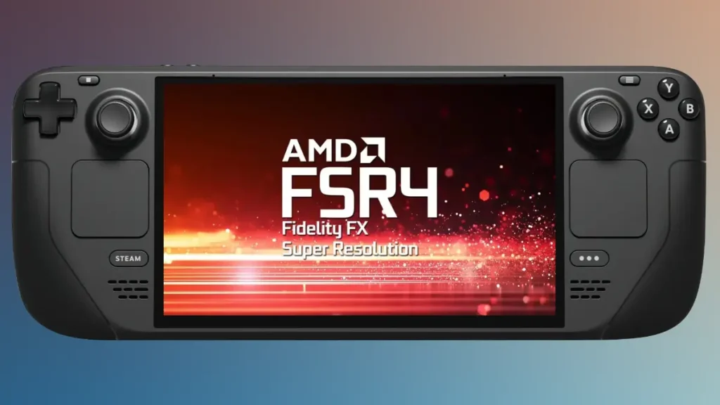 FSR 4 Steam Deck visual upgrade showing dramatic image quality improvement with AMD's leaked upscaling technology on Valve handheld gaming device