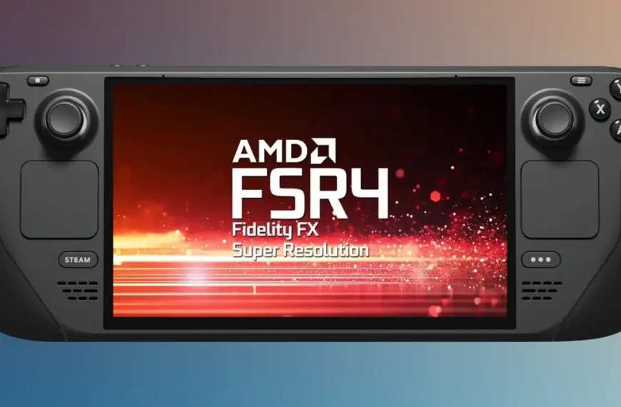 FSR 4 Steam Deck visual upgrade showing dramatic image quality improvement with AMD's leaked upscaling technology on Valve handheld gaming device