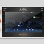 Atari Gamestation Go handheld console showing modern game on 7-inch display