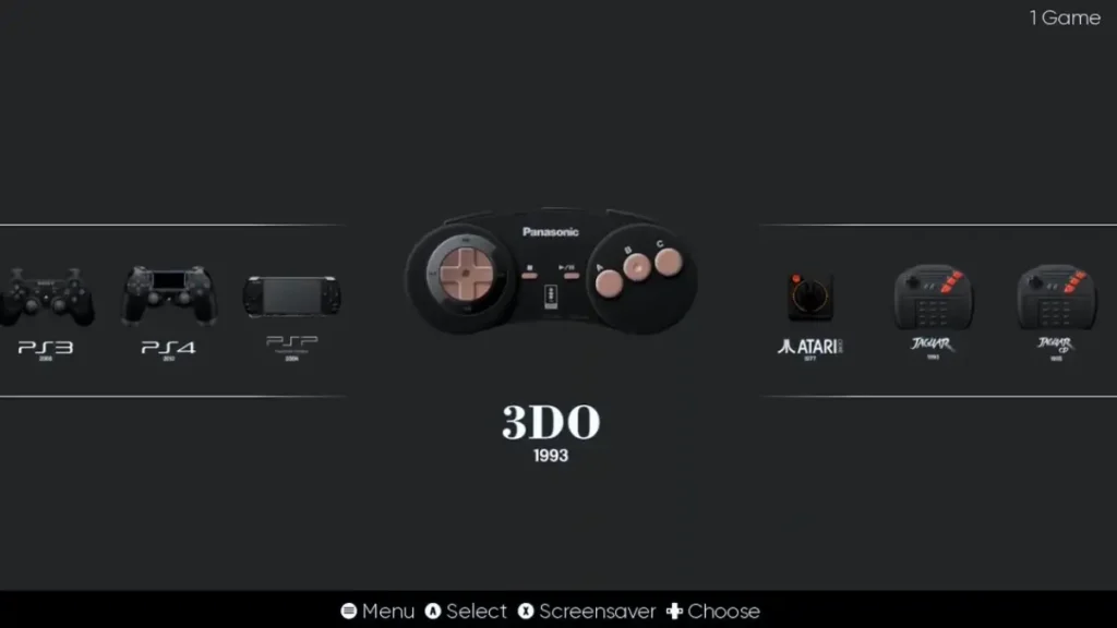 EmulationStation-DE Steam Deck emulation interface showing 3DO console selection with retro gaming systems timeline and controller