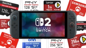 Best Nintendo Switch 2 microSD cards comparison showing all Express models from Samsung, SanDisk, Lexar, PNY and Onn brands