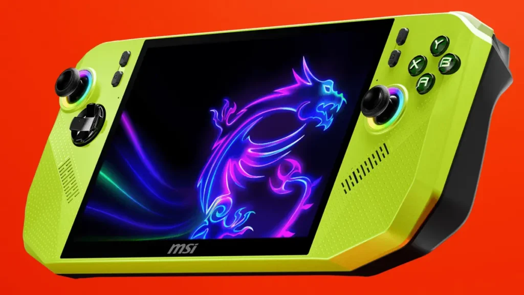 MSI Claw A8 neon green handheld