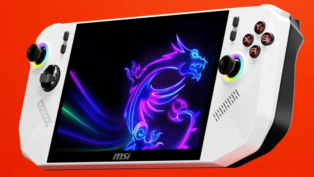 MSI Claw A8 handheld gaming PC in white colorway with AMD Ryzen Z2 Extreme processor