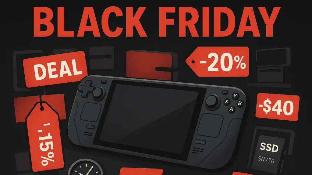 Steam Deck Black Friday deals with discount tags and sale badges